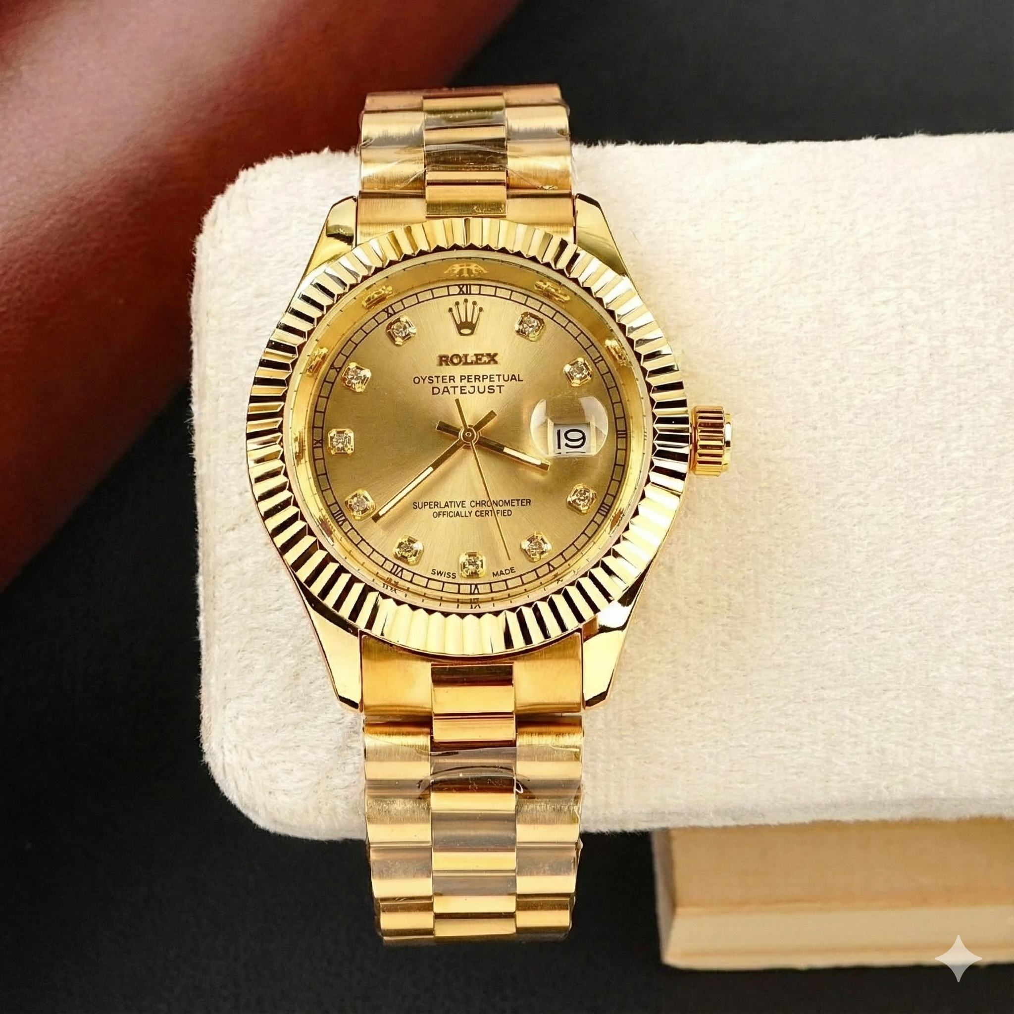 Rolex Ring Golden Bracelet With Gold Dial