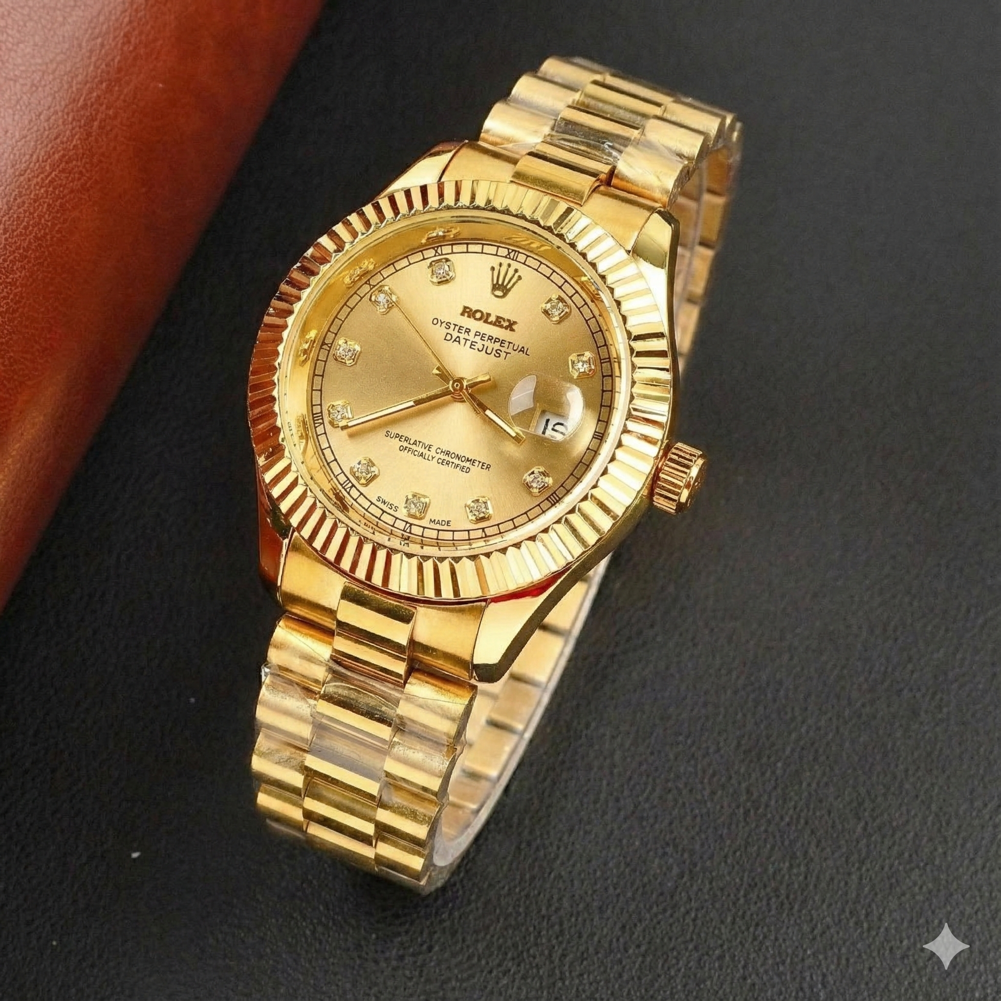 Rolex Ring Golden Bracelet With Gold Dial