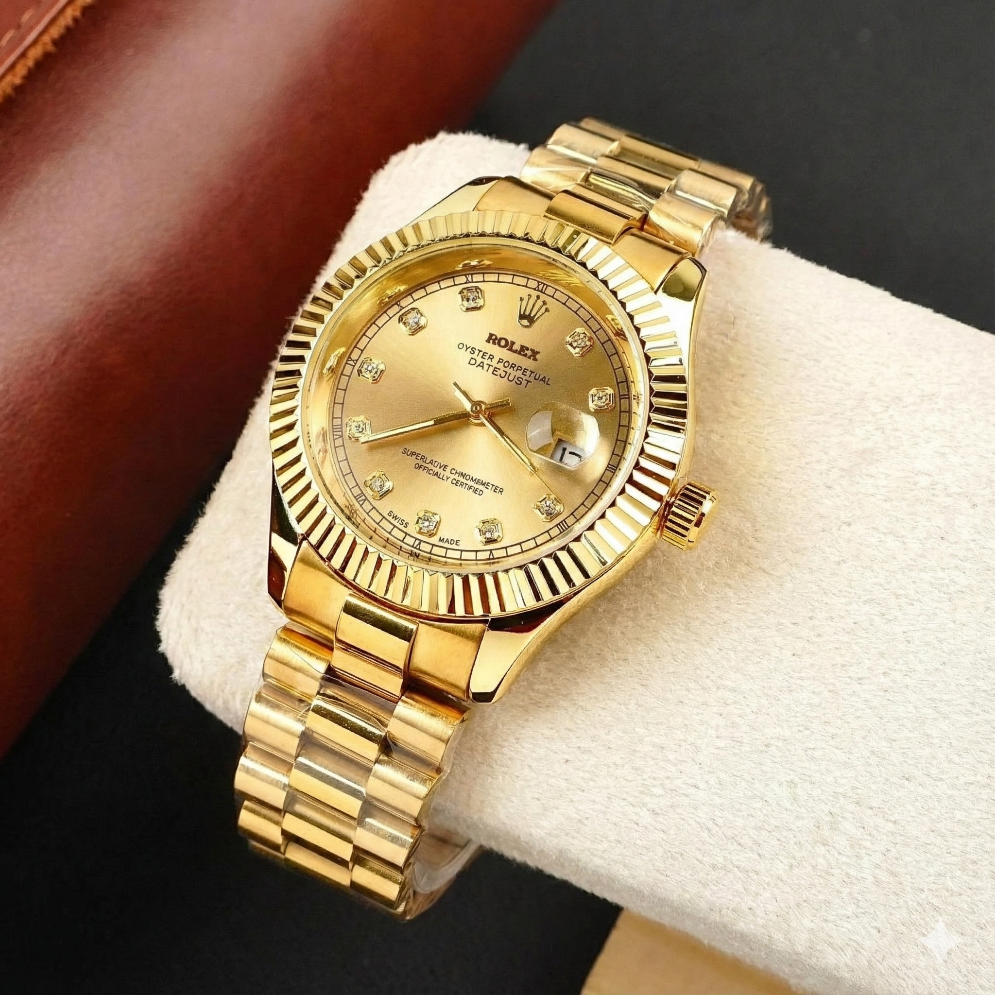 Rolex Ring Golden Bracelet With Gold Dial