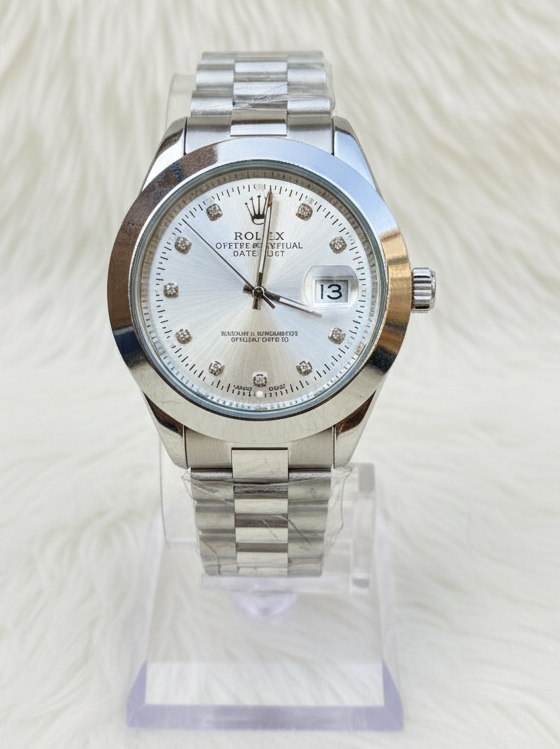 Rolex Silver Bracelet With White Dial