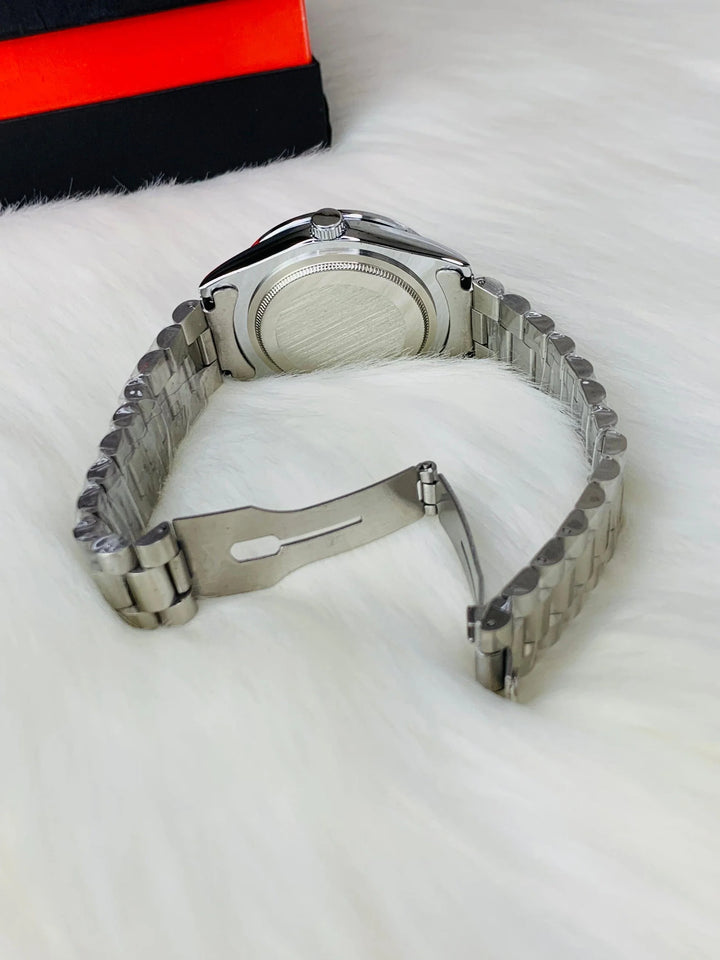 Rolex Silver Bracelet With White Dial